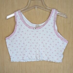 Messy‎ Bun Just Chillin Top Bows Lace Crop Tank Coquette Dainty Cute Women's XL